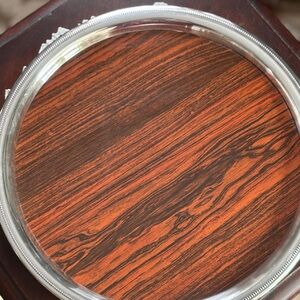 MCM Sheffield Silver and Wood Grain Tray